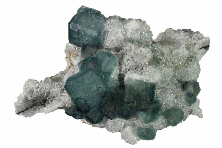 Multicolored Fluorite Crystals on Quartz - China #164021